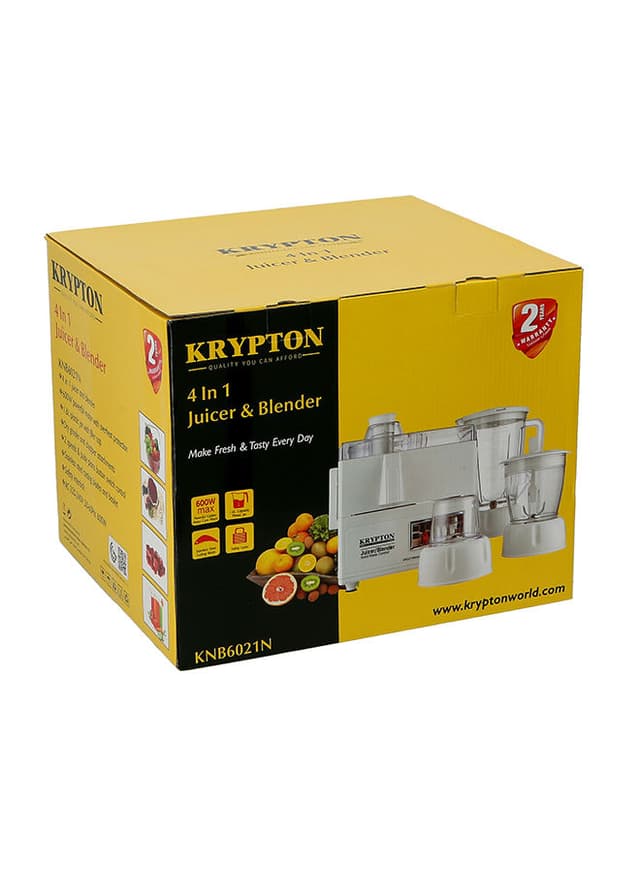 Krypton 4 in 1 Juicer and Food Processor, Blender, Chopper & Grinder with KNB6021 White