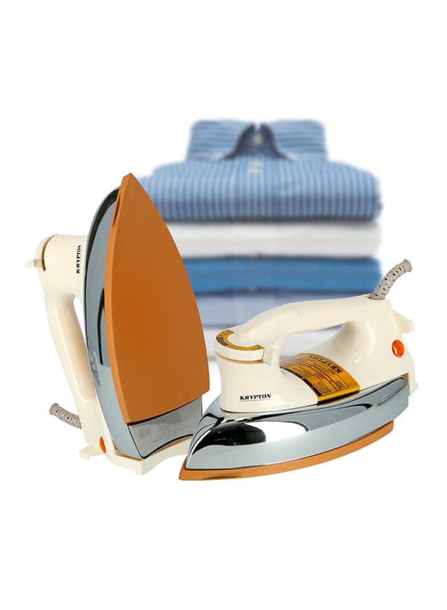 Krypton Automatic Dry Iron With Non Stick Golden Teflon Soleplate & Adjustable Thermostat Control Indicator Light 1200 W KNDI6032 White