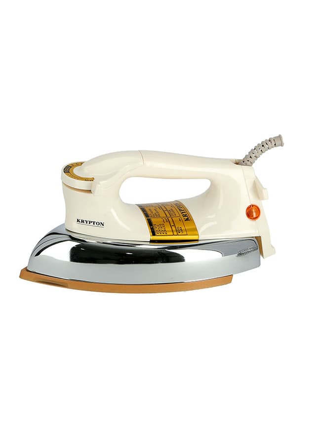 Krypton Automatic Dry Iron With Non Stick Golden Teflon Soleplate & Adjustable Thermostat Control Indicator Light 1200 W KNDI6032 White