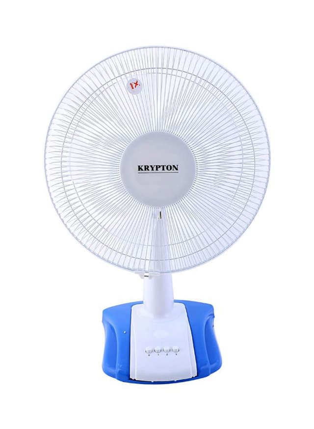 Krypton Table Fan 3 Speed Settings With Oscillating/Rotating And Static Feature 60 W KNF6026 White/Blue