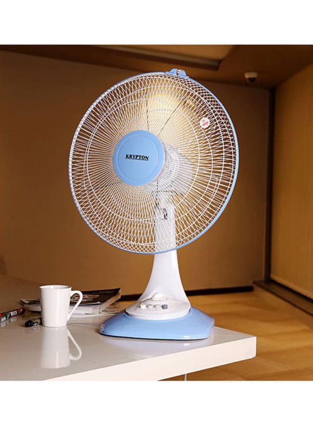 Krypton Table Fan 3 Speed Settings With Oscillating/Rotating And Static Feature 60 W KNF6026 White/Blue