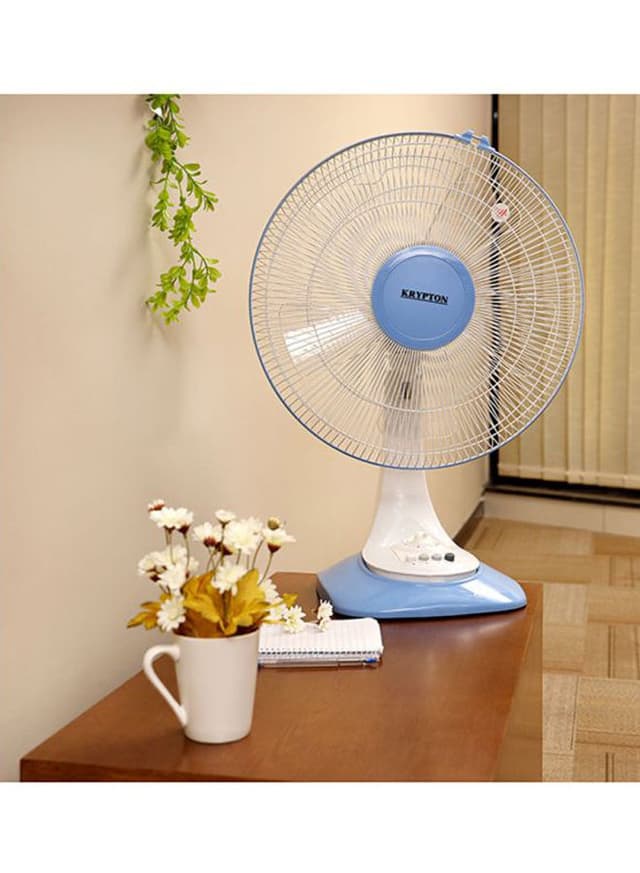 Krypton Table Fan 3 Speed Settings With Oscillating/Rotating And Static Feature 60 W KNF6026 White/Blue