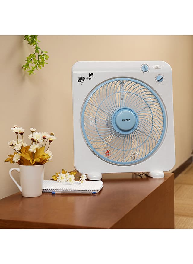 Krypton Box Fan  Powerful Personal Desk Box Fan With Copper Motor 45 W KNF6115 White/Blue