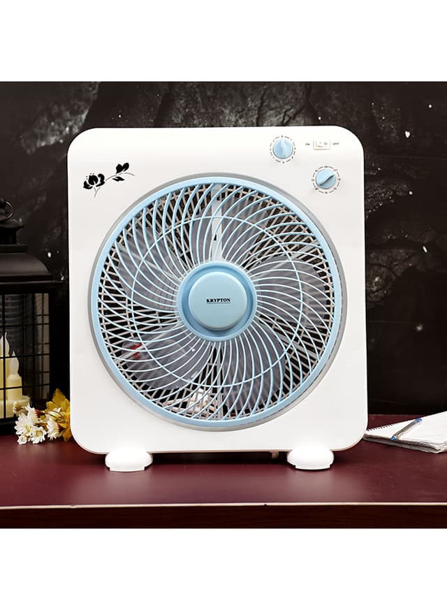 Krypton Box Fan  Powerful Personal Desk Box Fan With Copper Motor 45 W KNF6115 White/Blue
