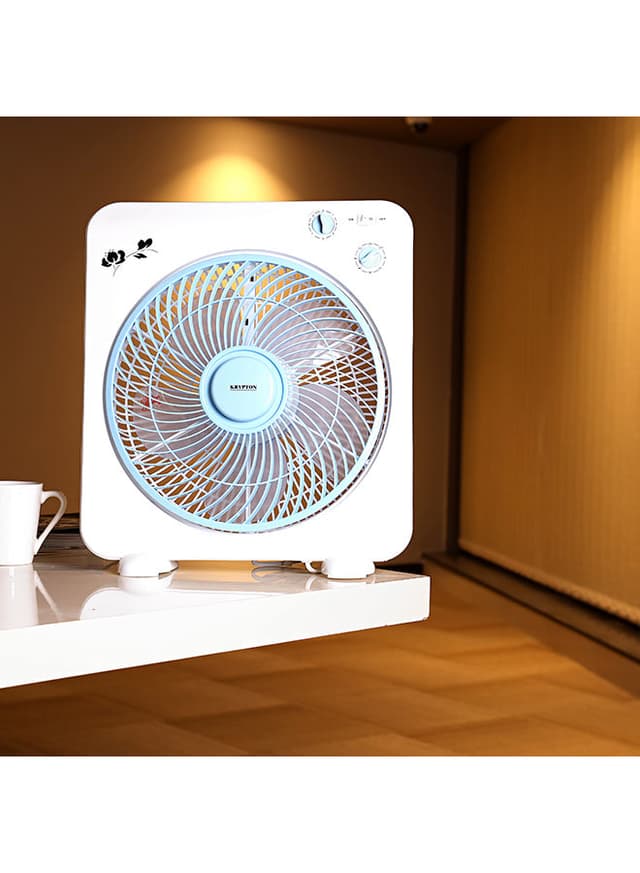 Krypton Box Fan  Powerful Personal Desk Box Fan With Copper Motor 45 W KNF6115 White/Blue