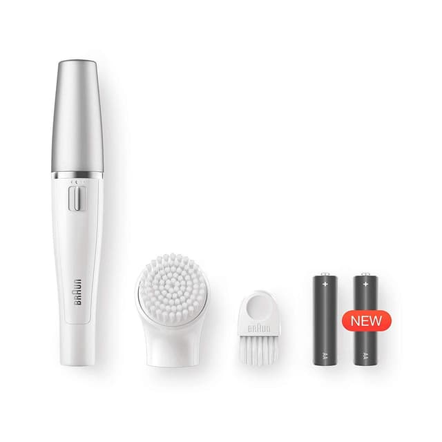 جهاز ازالة الشعر ( براون ) مع فرشاة تنظيف الوجه - أبيض BRAUN - Facial Cleansing Brush With Micro-Oscillations Epilator 810