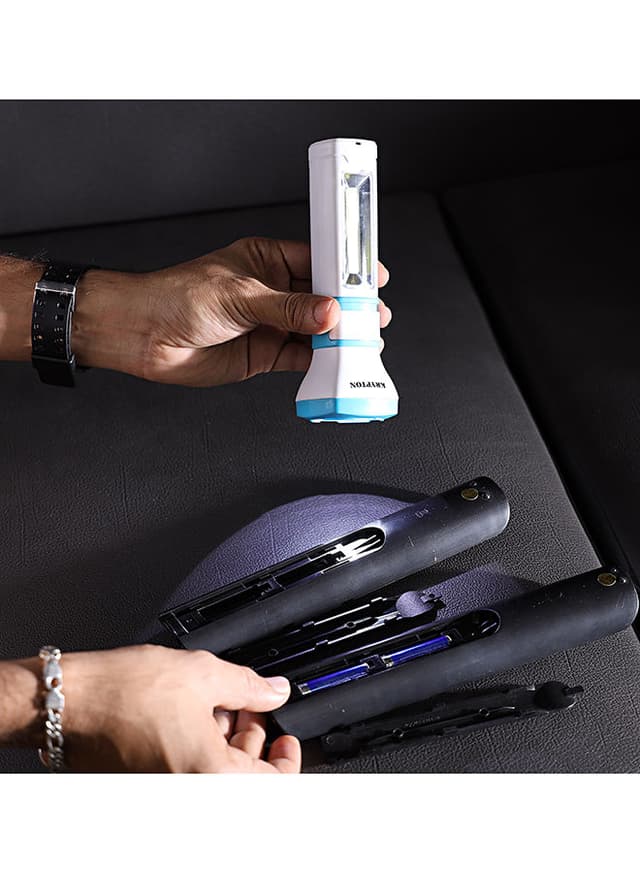 كشاف محمول قابل لإعادة الشحن مع مصباح اضافي 400 ميلي أمبير Krypton Knfl5087 Rechargeable Led Flashlight With Lantern