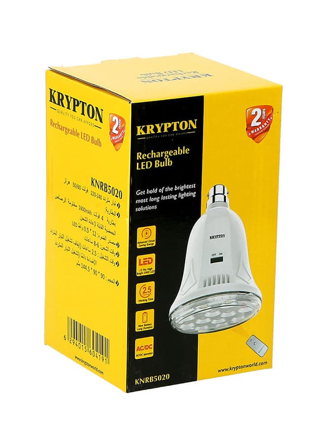 Krypton KNRB5020 Rechargeable Emergency LED Bulb White
