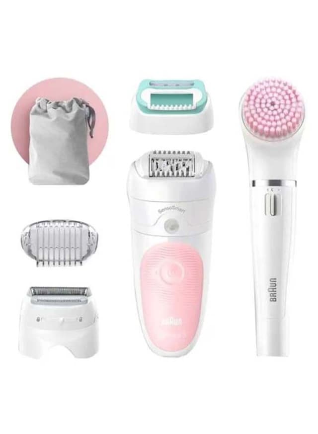 Braun Silk Epil Beauty Set 5 5/875 BS Wet & Dry Epilator with 3 Extras Including Braun Face Spa Multicolour