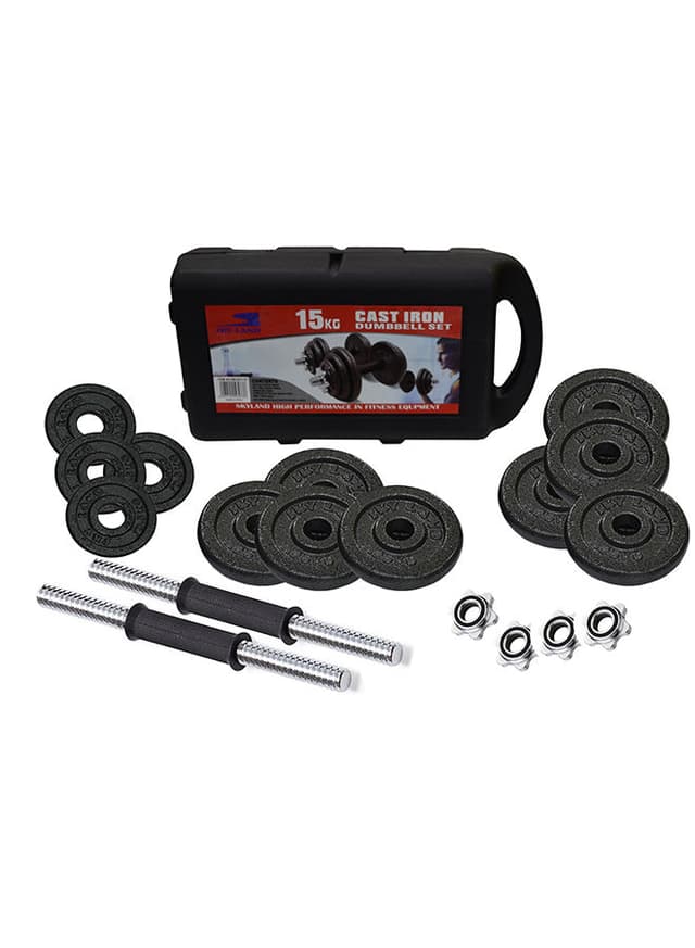 مجموعة دامبل قابل للتعديل بوزن 15 كغ Chrome Dumbbell Set - SkyLand