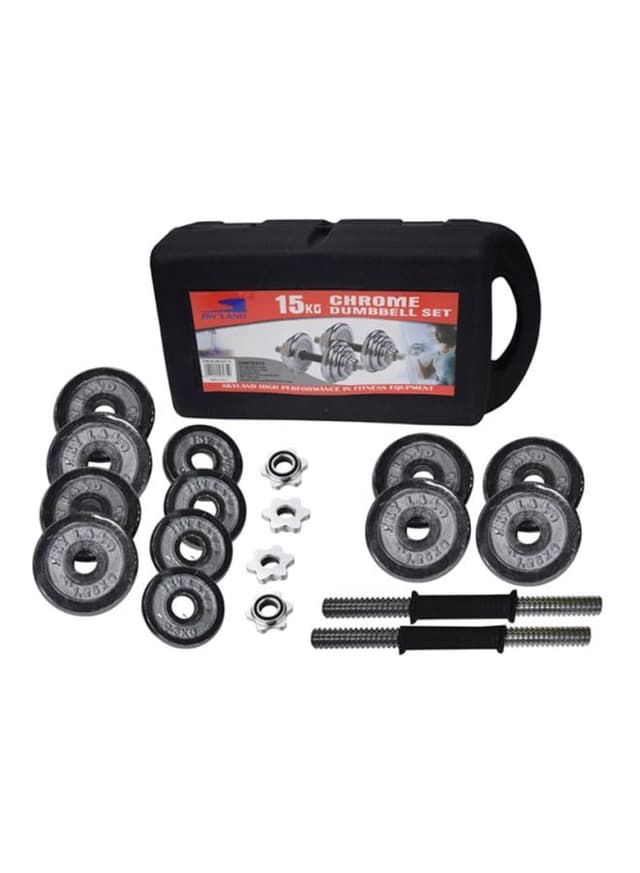 SkyLand 19-Piece Chrome Dumbell Set 15kg