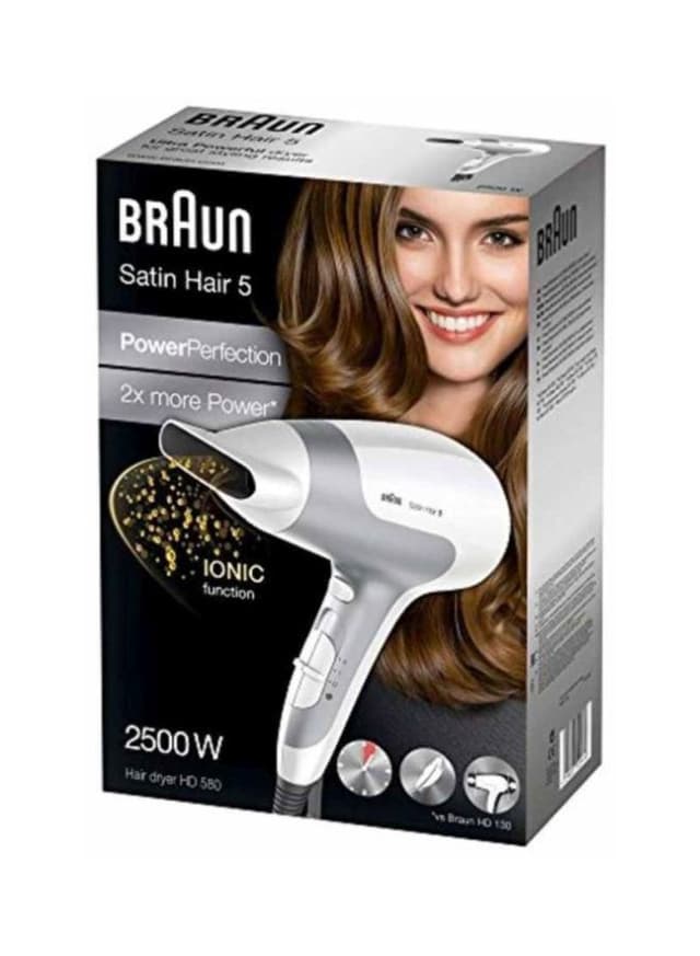 مجفف شعر ( سشوار ) بقوة 2500 واط - أبيض/رمادي BRAUN - Satin Hair 5 PowerPerfection Dryer