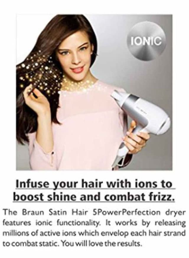 مجفف شعر ( سشوار ) بقوة 2500 واط - أبيض/رمادي BRAUN - Satin Hair 5 PowerPerfection Dryer