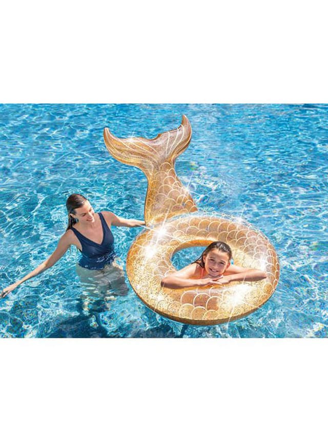 عوامة سباحة بشكل حورية البحر قابلة للنفخ بأبعاد 147x107x79سم | Intex Glitter Mermaid Tube  - 139126