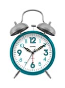 SHARP Twin Bell Alarm Clock Teal/White/Silver