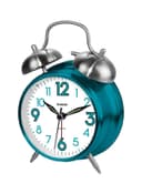 SHARP Twin Bell Alarm Clock Teal/White/Silver