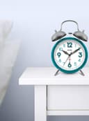 SHARP Twin Bell Alarm Clock Teal/White/Silver
