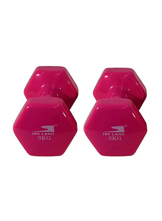 SkyLand Unisex Vinyl 2-Piece Fitness Dumbell Set Pink 2 x 3kg 20x17x8cm