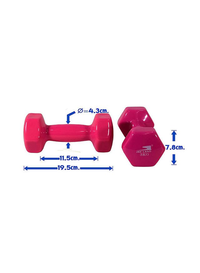 SkyLand Unisex Vinyl 2-Piece Fitness Dumbell Set Pink 2 x 3kg 20x17x8cm - SW1hZ2U6MjM1NzY3