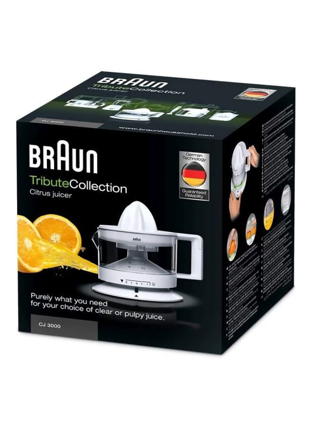 BRAUN Tribute Collection Citrus Juicer 20 W Cj3000 White/Clear