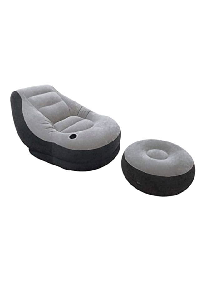 INTEX 2 Piece Inflatable Ultra Lounge Chair And Ottoman Set Black/Grey Chair 39x51x30, Ottoman 25x11inch