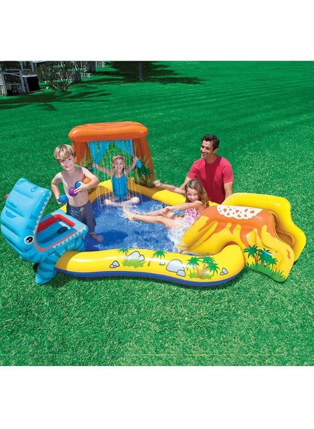 INTEX Dinosaur Play Centre Inflatable Pool With Air Pump 2.49x1.91x1.09meter - 136257