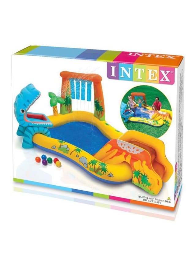 INTEX Dinosaur Play Centre Inflatable Pool With Air Pump 2.49x1.91x1.09meter - 136263