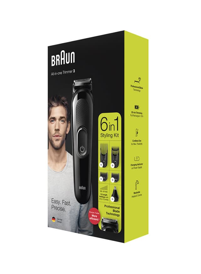 BRAUN 6 In 1 Face And Head Multi Grooming Kit Black