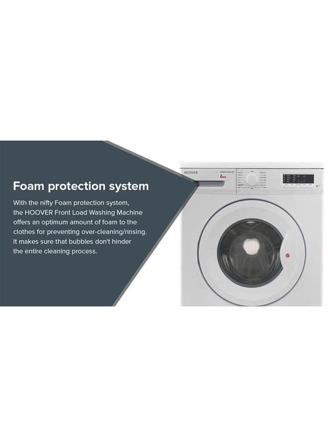 HOOVER Front Load Washing Machine 6 kg 6 kg HWM 1006 W white/Grey