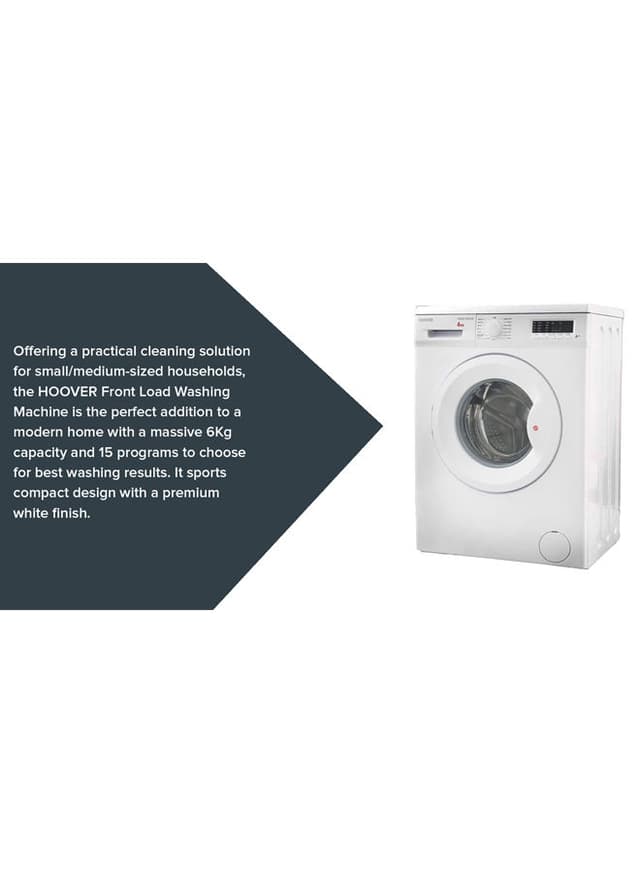 HOOVER Front Load Washing Machine 6 kg 6 kg HWM 1006 W white/Grey