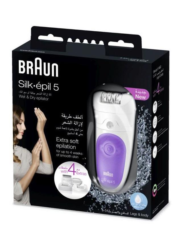 براون لازالة الشعر ( مع 4 رؤوس ) قابل للشحن - ابيض / نهدي BRAUN - Silk Epil 5 Wet And Dry Cordless Epilator - SW1hZ2U6Mjg2NDA5