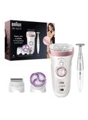 براون لازالة الشعر ( قابل للشحن ) - ابيض BRAUN - Silk-Epil 9 SkinSpa SensoSmart Epilator Set