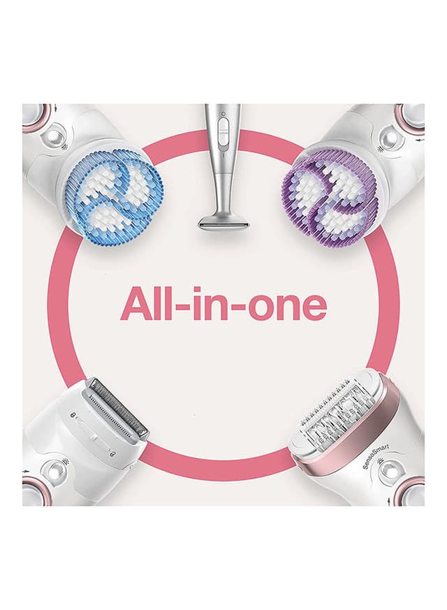 براون لازالة الشعر ( قابل للشحن ) - ابيض BRAUN - Silk-Epil 9 SkinSpa SensoSmart Epilator Set