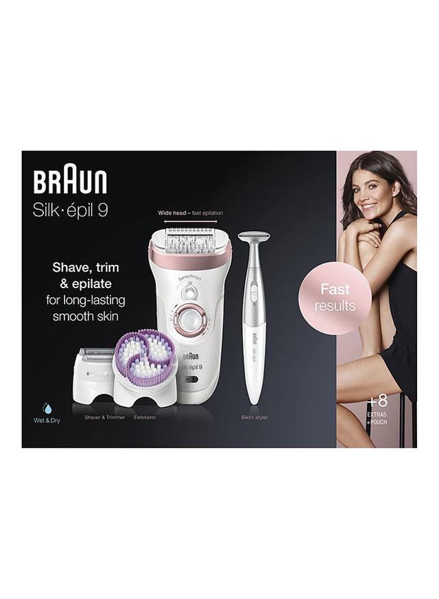 براون لازالة الشعر ( قابل للشحن ) - ابيض BRAUN - Silk-Epil 9 SkinSpa SensoSmart Epilator Set