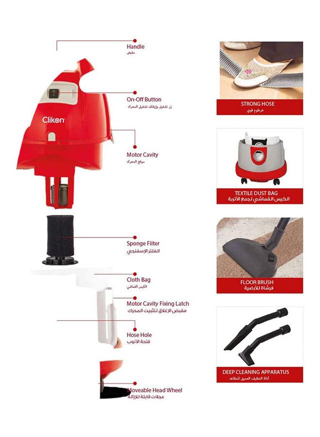 ClikOn Ultra Vac Vacuum Cleaner 20 l 1900 W CK4403 Red/White - SW1hZ2U6MjUwMDQ1