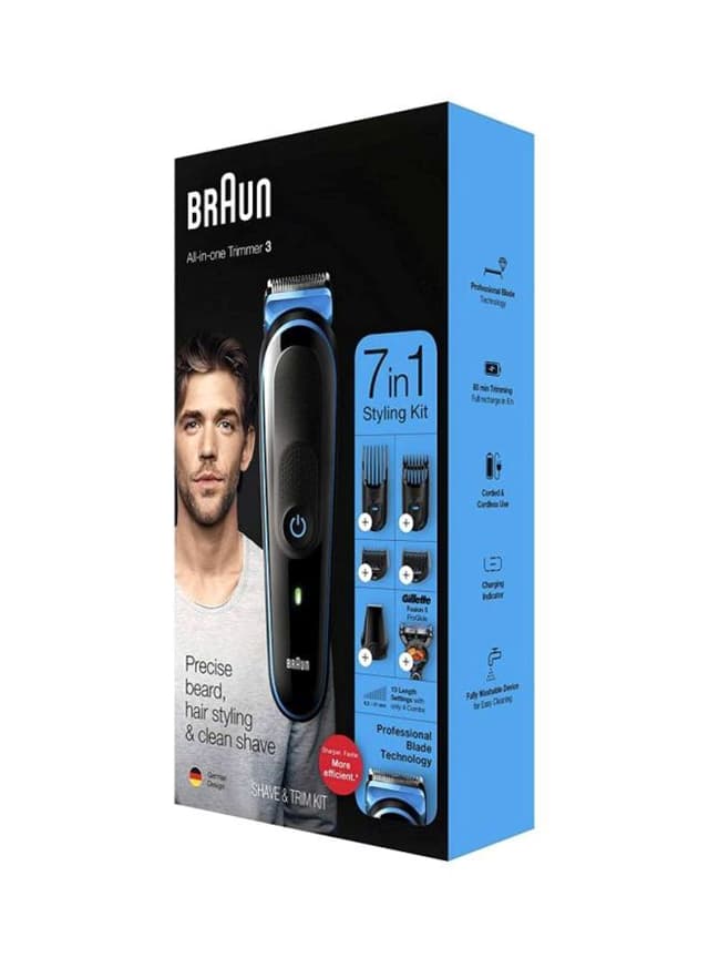 ماكينة حلاقة رجالي رطب وجاف أسود براون Braun Wet And Dry Black Beard Trimmer