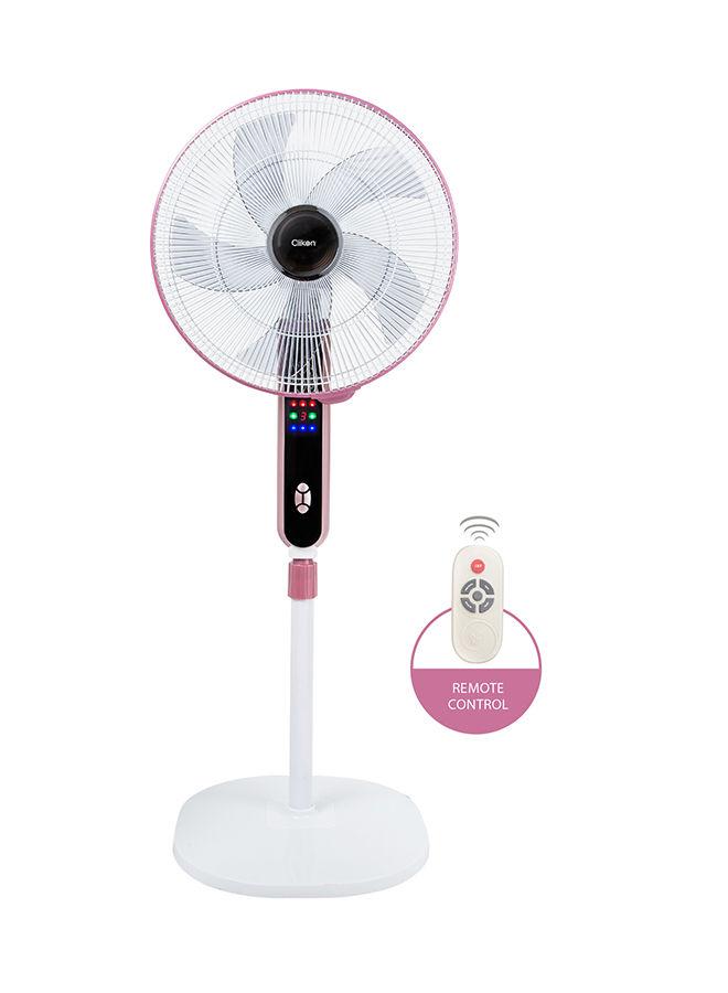 ClikOn 16 Inch Pedestal Fan With Remote 45 W CK2816 White/Pink