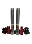 ClikOn 2 Piece Rechargeable LED Flashlight Torch Silver