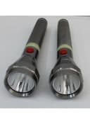 ClikOn 2 Piece Rechargeable LED Flashlight Torch Silver