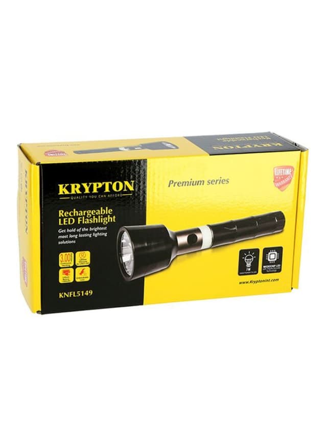 Krypton Rechargeable LED Flashlight Black/Silver/Clear