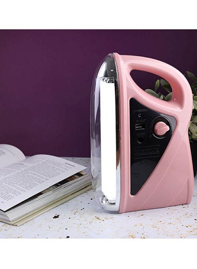 Krypton Rechargeable LED Emergency Light With USB & Solar Charger Jacks Pink/Black