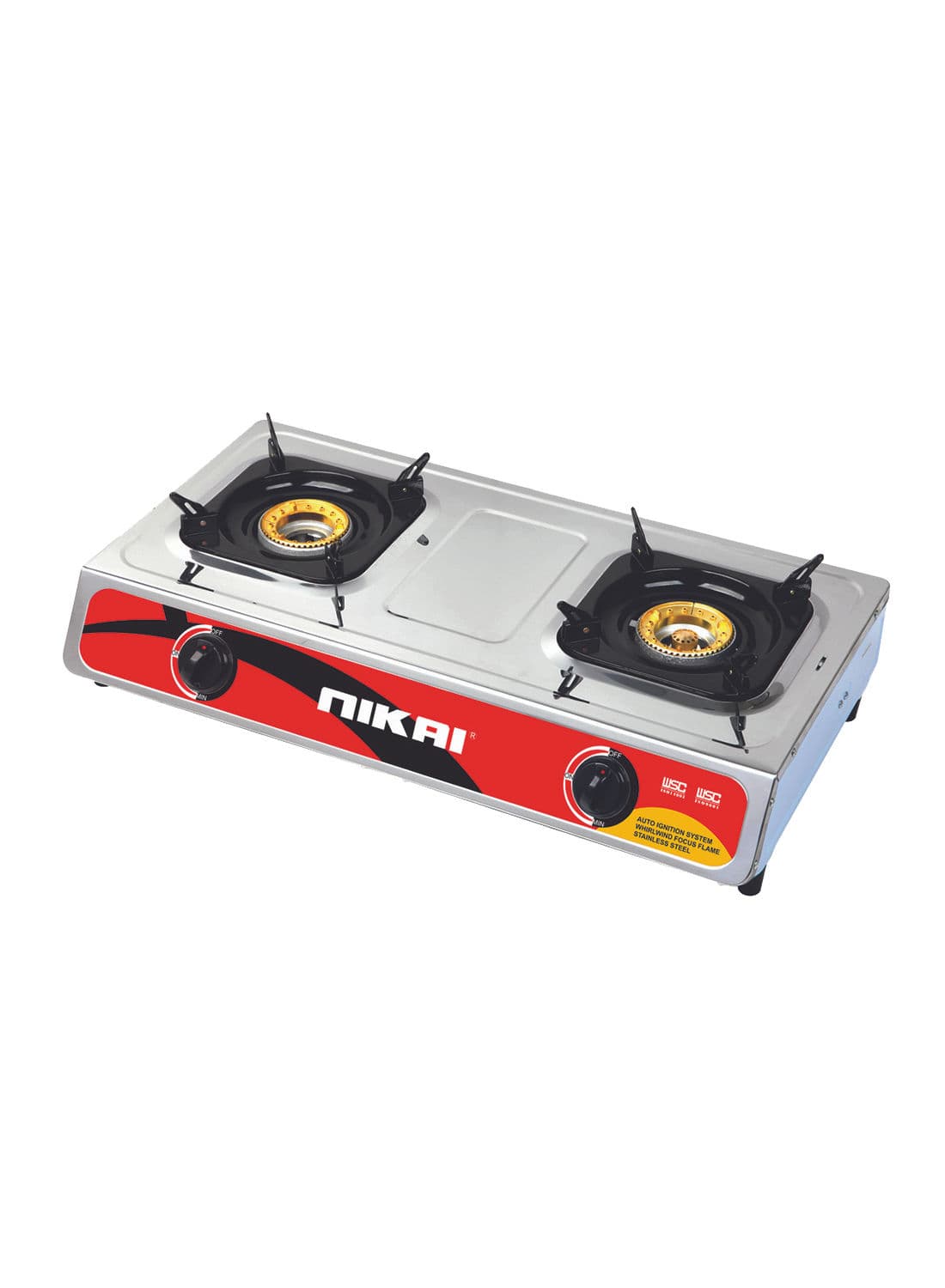 غاز (2 شعلة) Nikai Stainless Steel Gas Cooker