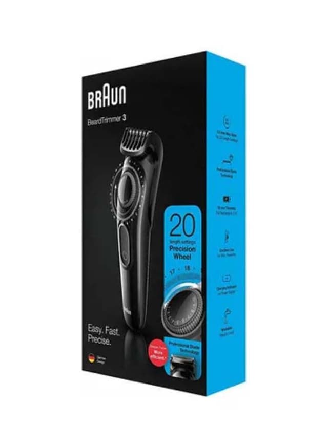BRAUN 3 Piece Beard Trimmer 3 Rechargeable Hair Clipper Set BT3222 Blue/Black 240watts