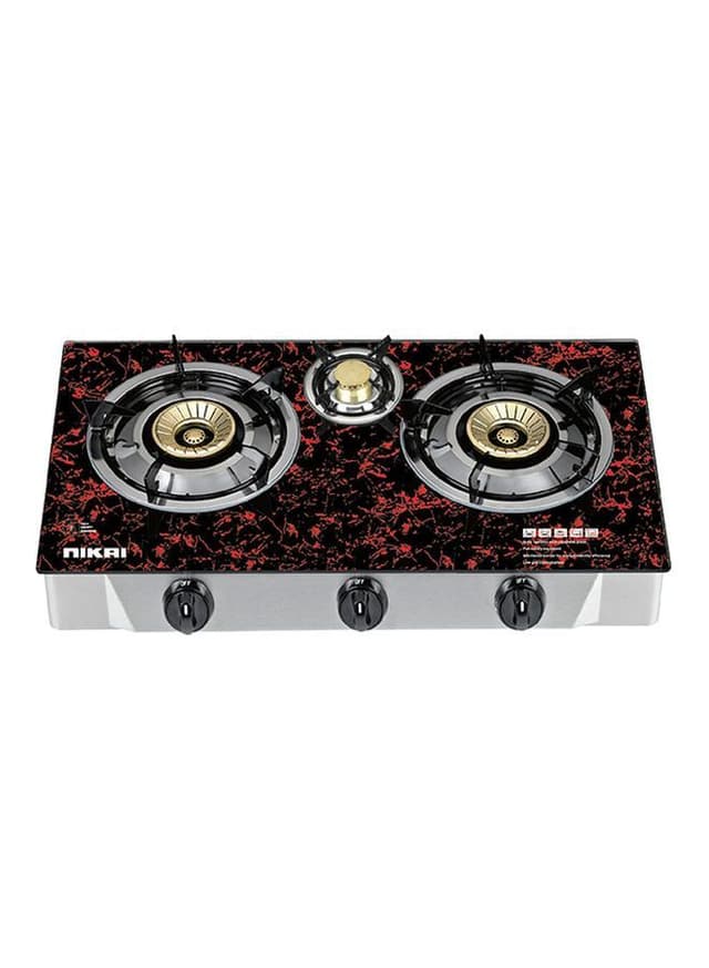 NIKAI 3 burner glass finish gas stove NG9093GSF Black
