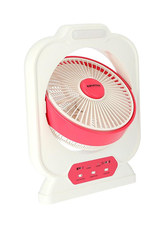 Krypton 12 Inch Rechargeable Box Fan With LED Night Light 60 W KNF111 White/Pink