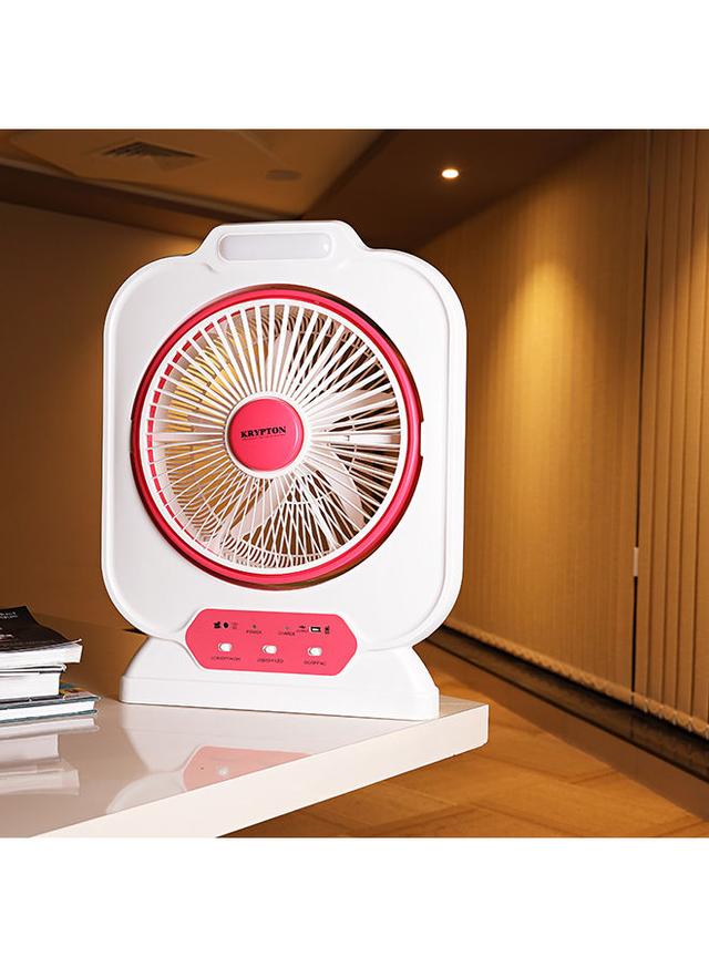 Krypton 12 Inch Rechargeable Box Fan With LED Night Light 60 W KNF111 White/Pink - SW1hZ2U6MjYwODY3