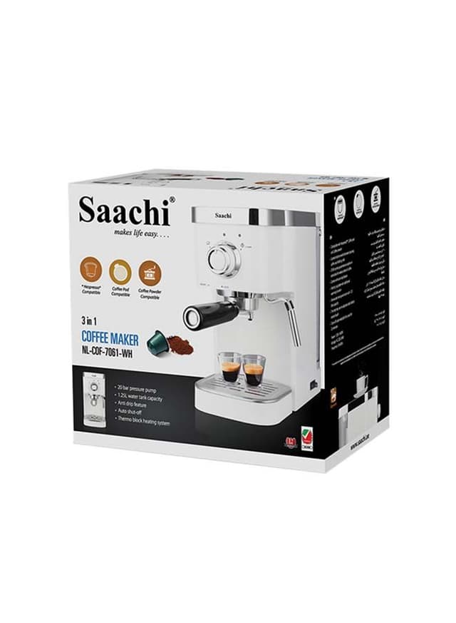 ماكينة صنع قهوة الإسبريسو و قهوة الكبسولات 3 في 1 12 لتر Saachi - 3 In 1 Espresso/Capsule Coffee Maker