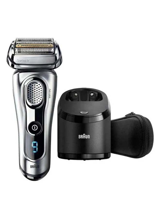 ماكينة حلاقة ( قابلة للشحن ) - اسود/ فضي  BRAUN - Series 9 Wet And Dry Cross Cutting Action Shaver