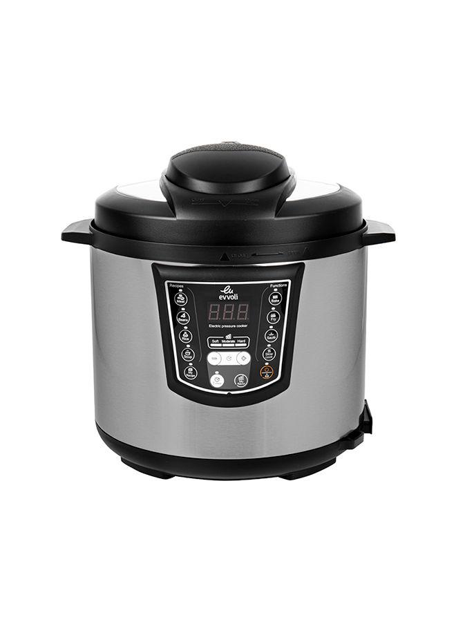 evvoli 9 in 1 Multi Use Programmable Pressure Cooker Digital LED Display With 2 Years Warranty 6 l 1000 W EVKA PC6009B Black/Silver