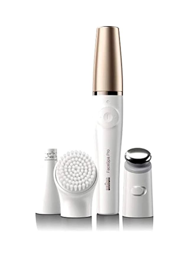 BRAUN 3 in 1 Facial Epilating, Cleansing & Skin Toning System With 5 Extras Gold/White/Grey